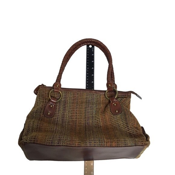 Fossil braided leather trim woven shoulder baguette bag purse‎ - Picture 10 of 16